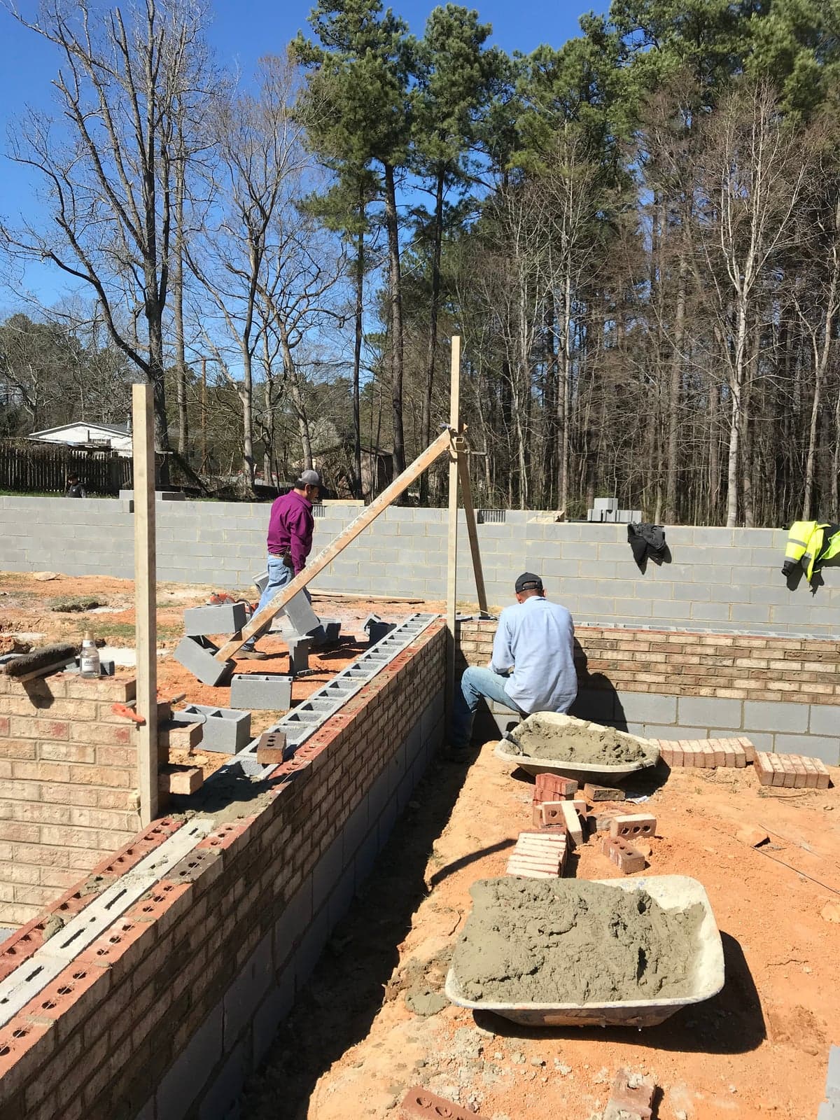 Brick paver walkway being installed